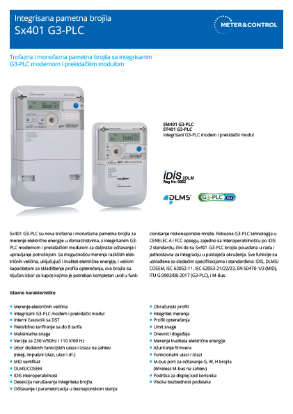 MeterControl Sx401 G3-PLC pametno brojilo